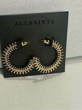 AllSaints Gold Zipper Hoop Earrings